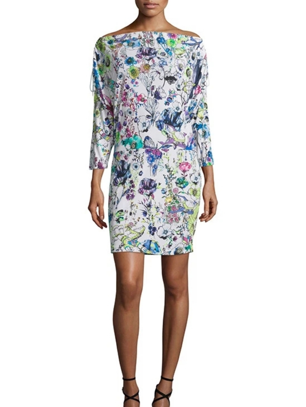 Roberto Cavalli White Jersey “Astro Garden” Floral Dress ✨🌸🚀